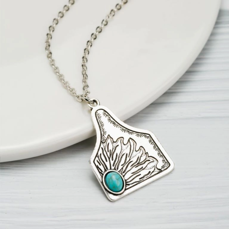 Wholesale 20pcs Turquoise accessories cactus water drop eagle geometric long necklace