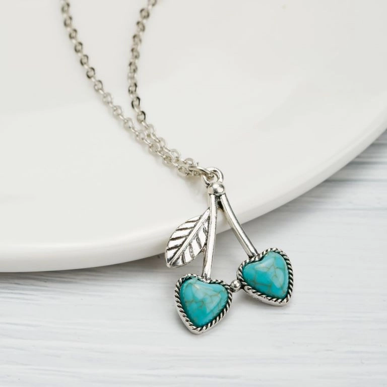Wholesale 20pcs Turquoise accessories cactus water drop eagle geometric long necklace