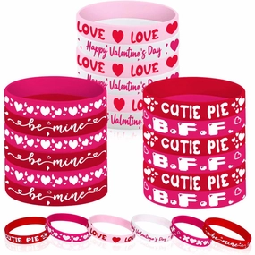 Wholesale 20PCS Valentine's Day Pink Silicone Bracelet