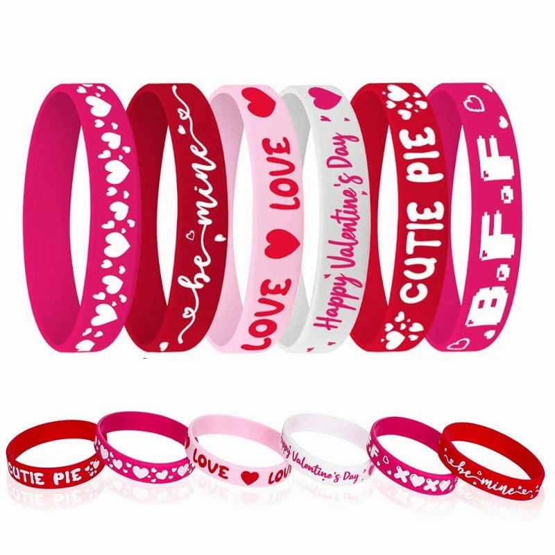 Wholesale 20PCS Valentine's Day Pink Silicone Bracelet