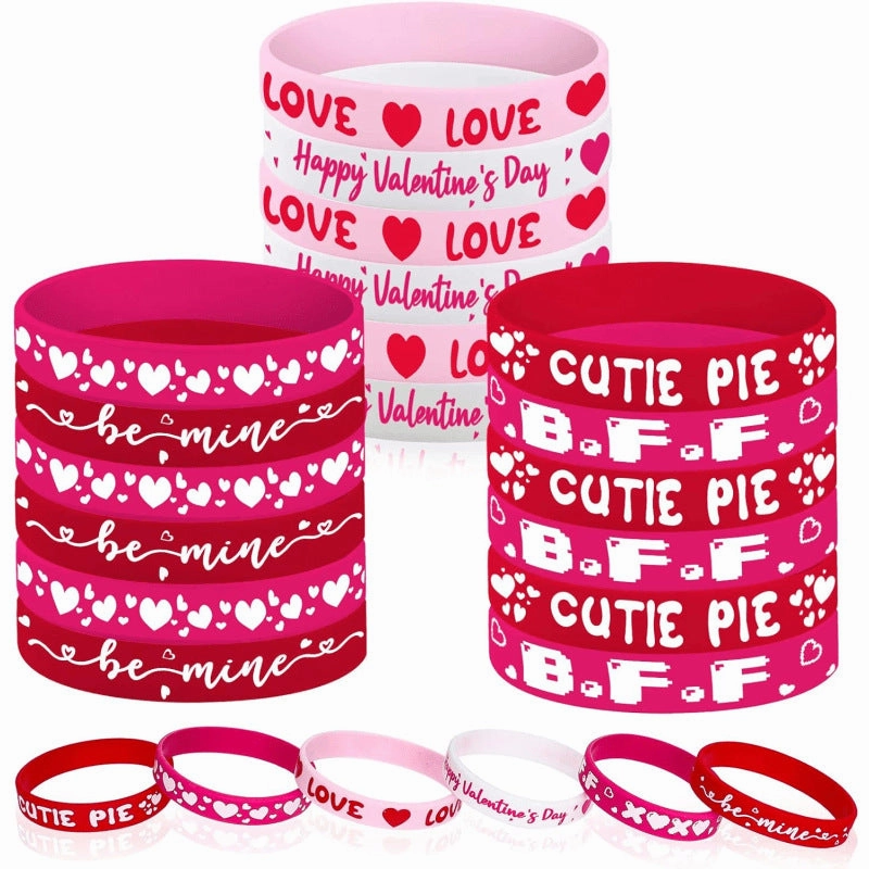 Wholesale 20PCS Valentine's Day Pink Silicone Bracelet