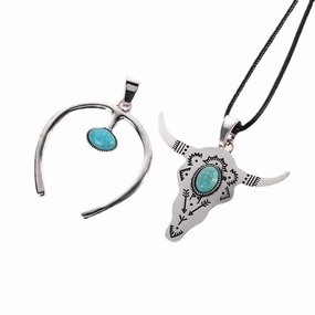 Wholesale 20pcs Vintage Turquoise Bull Head Necklace