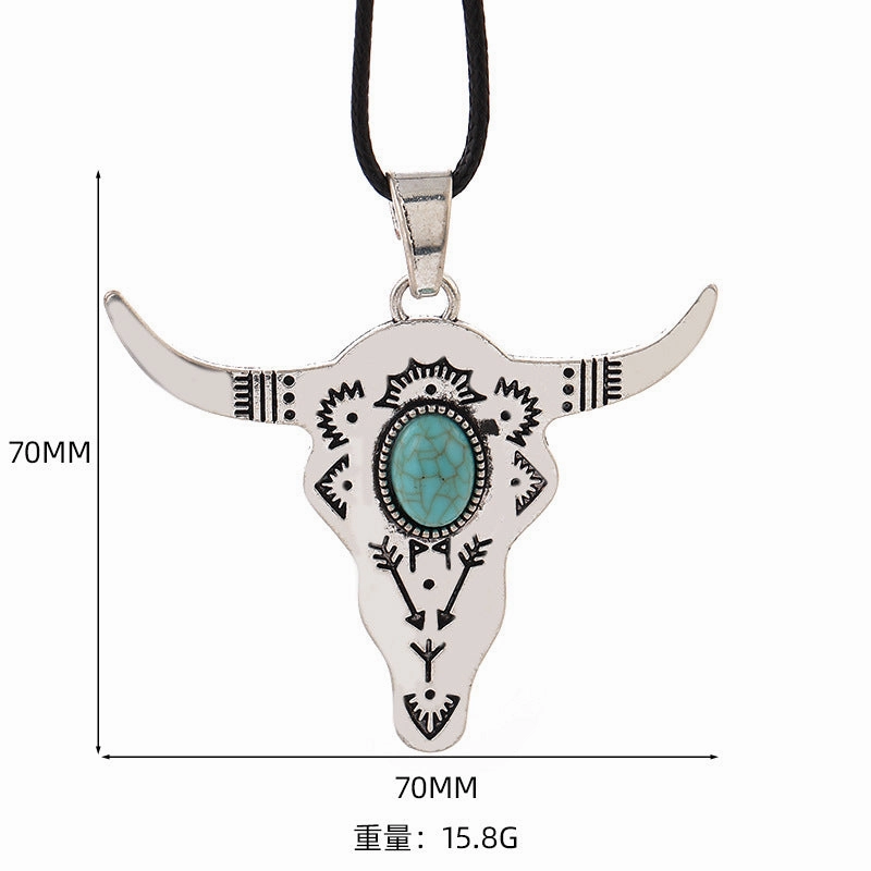 Wholesale 20pcs Vintage Turquoise Bull Head Necklace