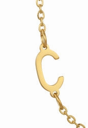 Wholesale 26 Alphabet Gold Up and Down Hole Stainless Steel Necklace