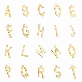 Wholesale 26 Alphabet Gold Up and Down Hole Stainless Steel Necklace
