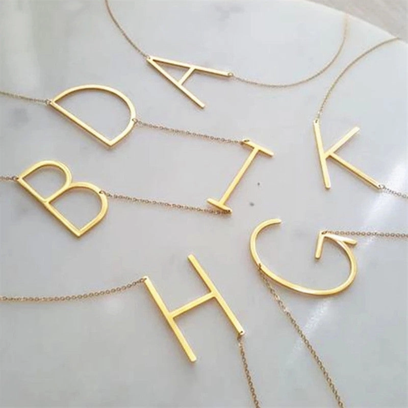 Wholesale 26 English Large Letters Stainless Steel Necklace