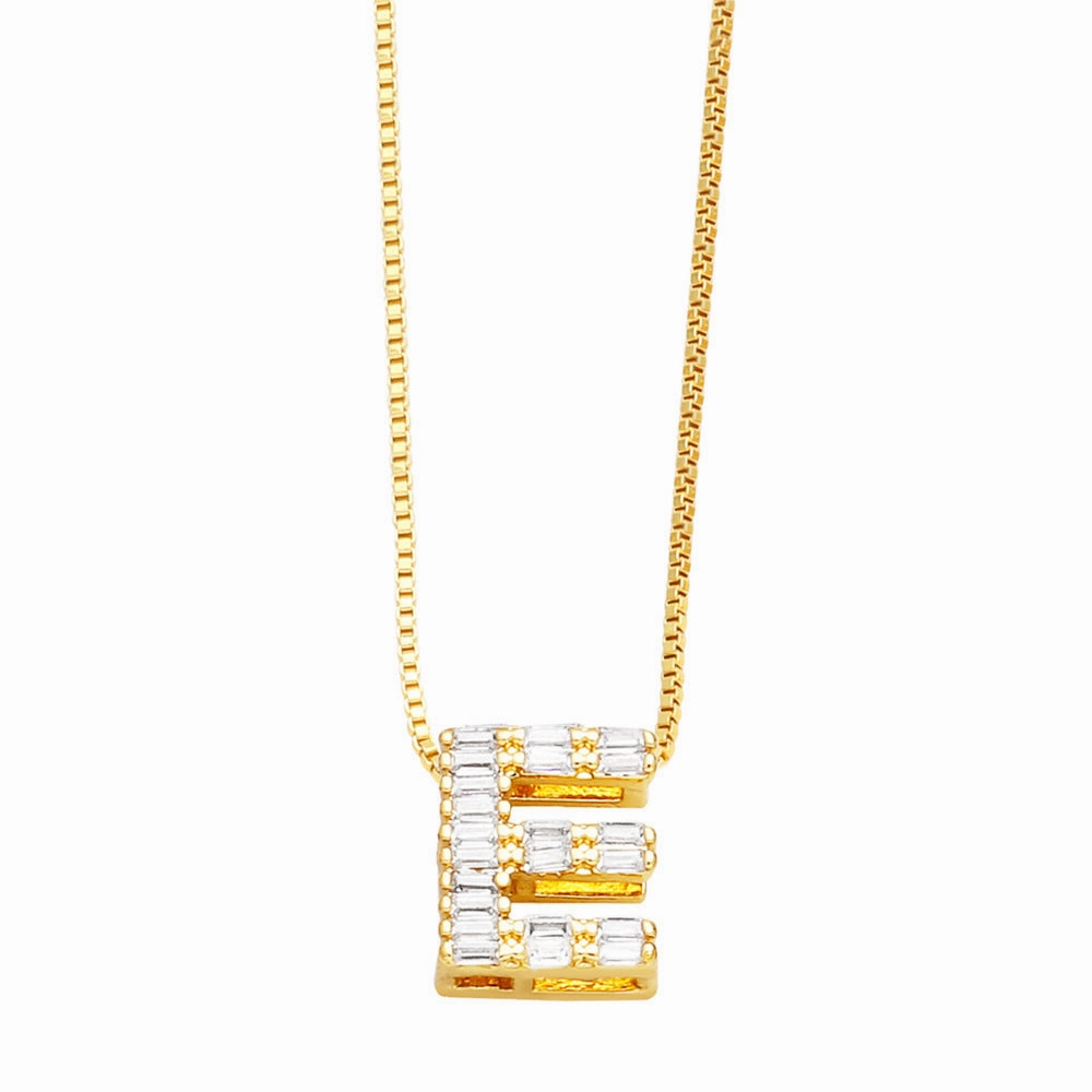 Wholesale 26 English Letters Pendant Full Diamond Zircon Gold Plated Necklaces