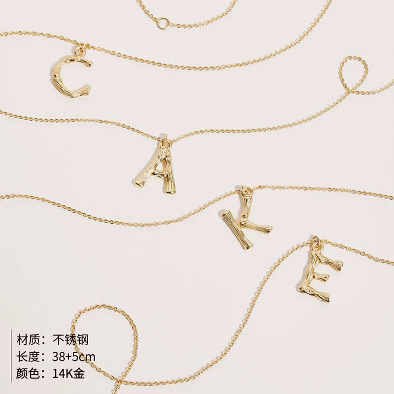 Wholesale 26 Letters Pendant Stainless Steel Gold Plated Necklaces