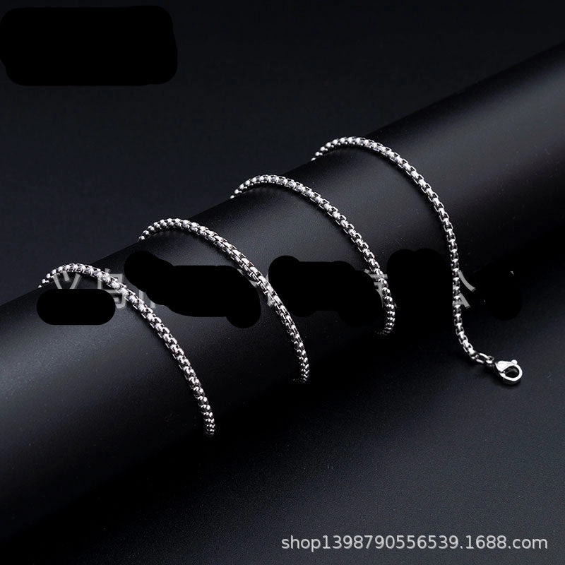 Wholesale 2.5mm stainless steel square pearl chain necklace
