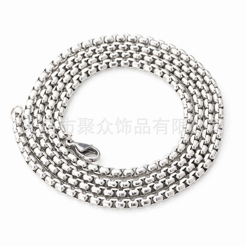 Wholesale 2.5mm stainless steel square pearl chain necklace