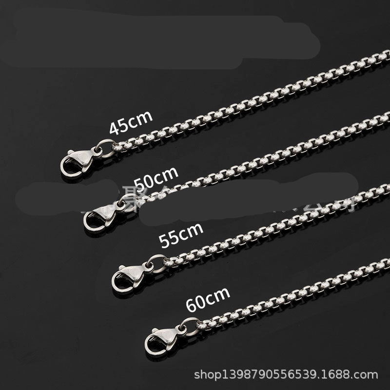 Wholesale 2.5mm stainless steel square pearl chain necklace