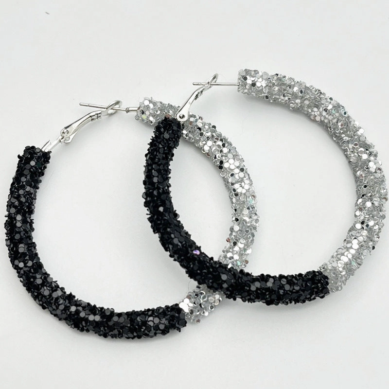 Wholesale 2 Pair/Pack Stadium Atmosphere Sports Exaggerated Personality Rugby Basketball Football Shiny Big Hoop Earrings