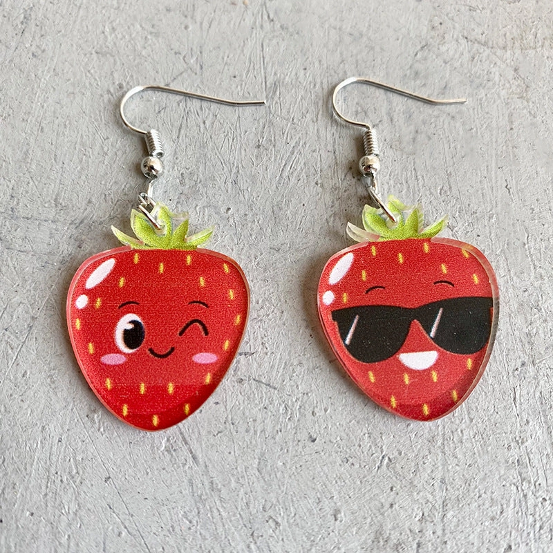 Wholesale 2 Pairs/Pack Fruit Acrylic Asymmetrical Earrings