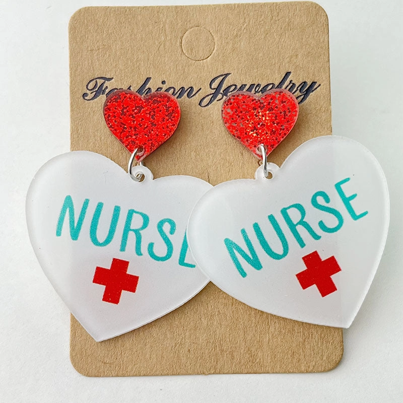 Wholesale 2 Pairs/pack Medical Tablets Stethoscope Electrocardiogram Acrylic Earrings