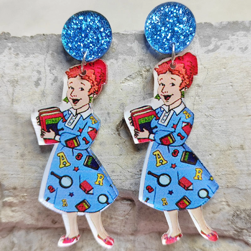 Wholesale 2 Pairs/Pack Teacher's Day Acrylic Earrings