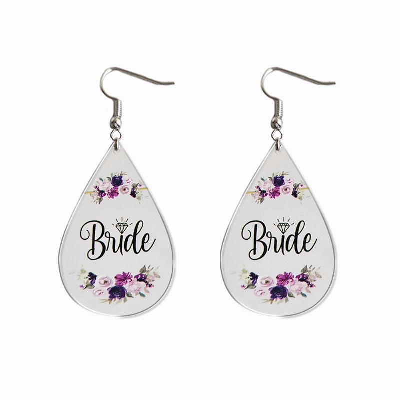 Wholesale 2 Pairs/Pack Water Drop Shape Transparent Acrylic Flowers Wedding Earrings