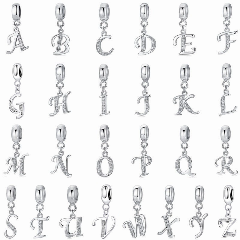 Wholesale 2CM1CM Sterling Silver Alphabet Accessories Beads