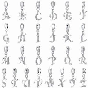 Wholesale 2CM1CM Sterling Silver Alphabet Accessories Beads
