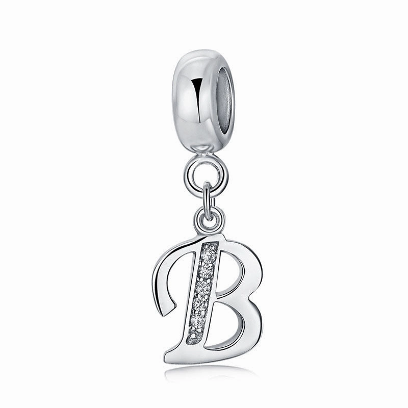 Wholesale 2CM1CM Sterling Silver Alphabet Accessories Beads