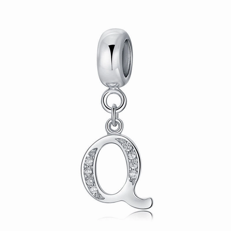 Wholesale 2CM1CM Sterling Silver Alphabet Accessories Beads