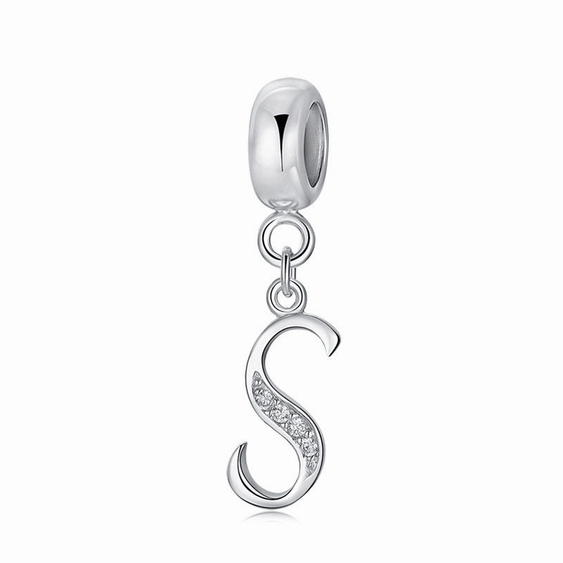 Wholesale 2CM1CM Sterling Silver Alphabet Accessories Beads