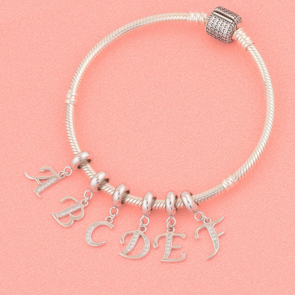 Wholesale 2CM1CM Sterling Silver Alphabet Accessories Beads