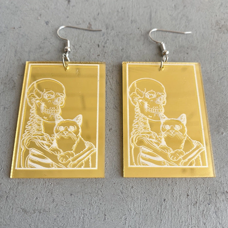 Wholesale 2pairs/pack Acrylic Skull Cat Earrings