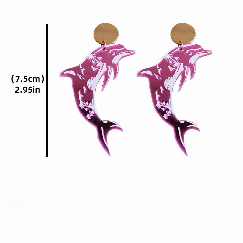 Wholesale 2pairs/pack Acrylic Summer Dolphin Holiday Earrings