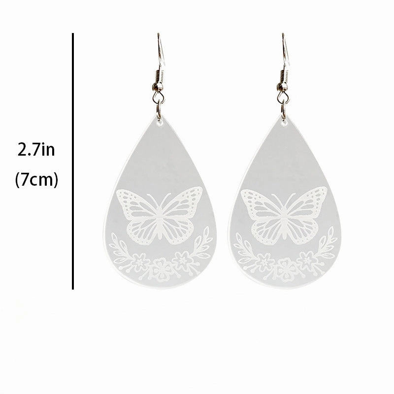 Wholesale 2pairs/pack Acrylic Transparent Water Drop Bee Butterfly Earrings