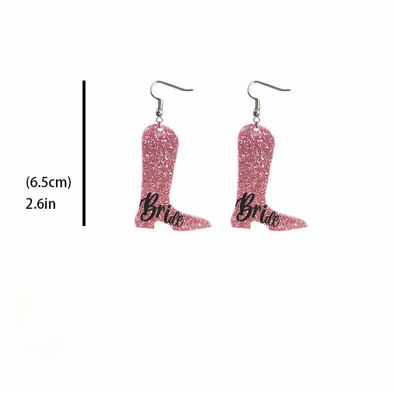 Wholesale 2pairs/pack Acrylic Zircon Shiny Boots Earrings