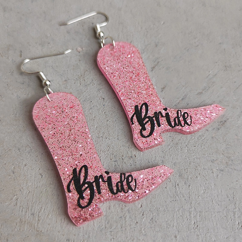 Wholesale 2pairs/pack Acrylic Zircon Shiny Boots Earrings