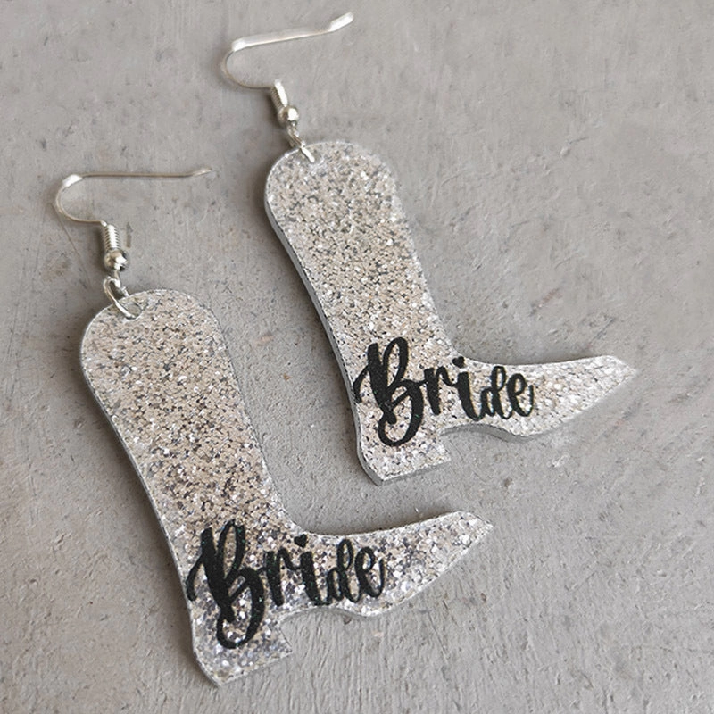 Wholesale 2pairs/pack Acrylic Zircon Shiny Boots Earrings