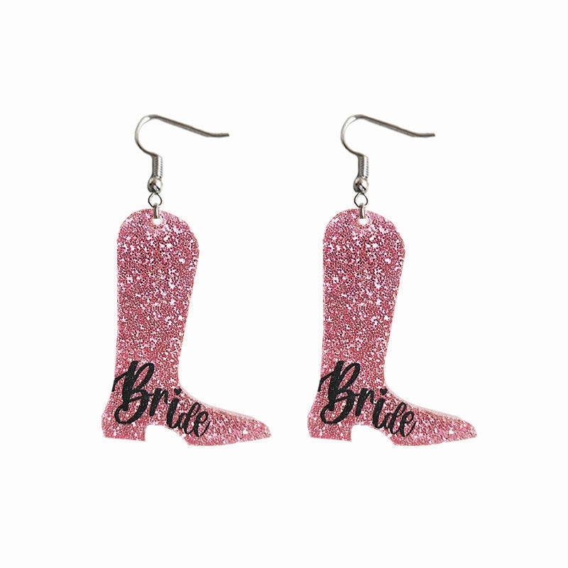 Wholesale 2pairs/pack Acrylic Zircon Shiny Boots Earrings