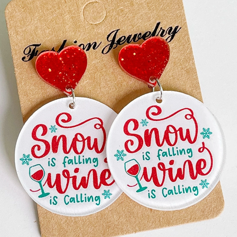 Wholesale 2pairs/pack Christmas Acrylic Red Wine Beer Party Santa Hat Lightning Boots Earrings