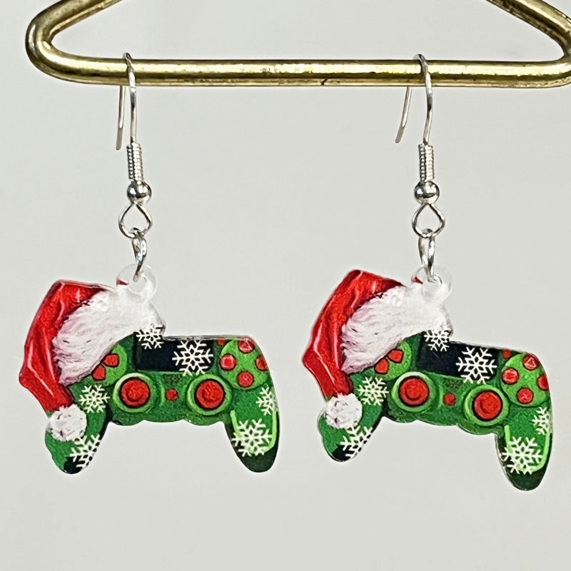 Wholesale 2pairs/pack Christmas Acrylic Red Wine Beer Party Santa Hat Lightning Boots Earrings