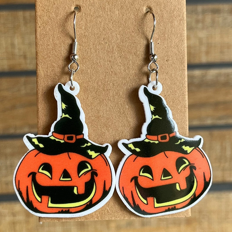 Wholesale 2pairs/pack Halloween Black Cat Acrylic Earrings