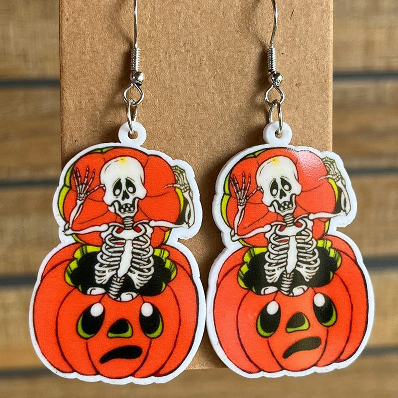 Wholesale 2pairs/pack Halloween Black Cat Acrylic Earrings