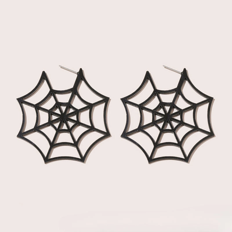 Wholesale 2pairs/pack Halloween Spider Web Punk Style Acrylic Earrings