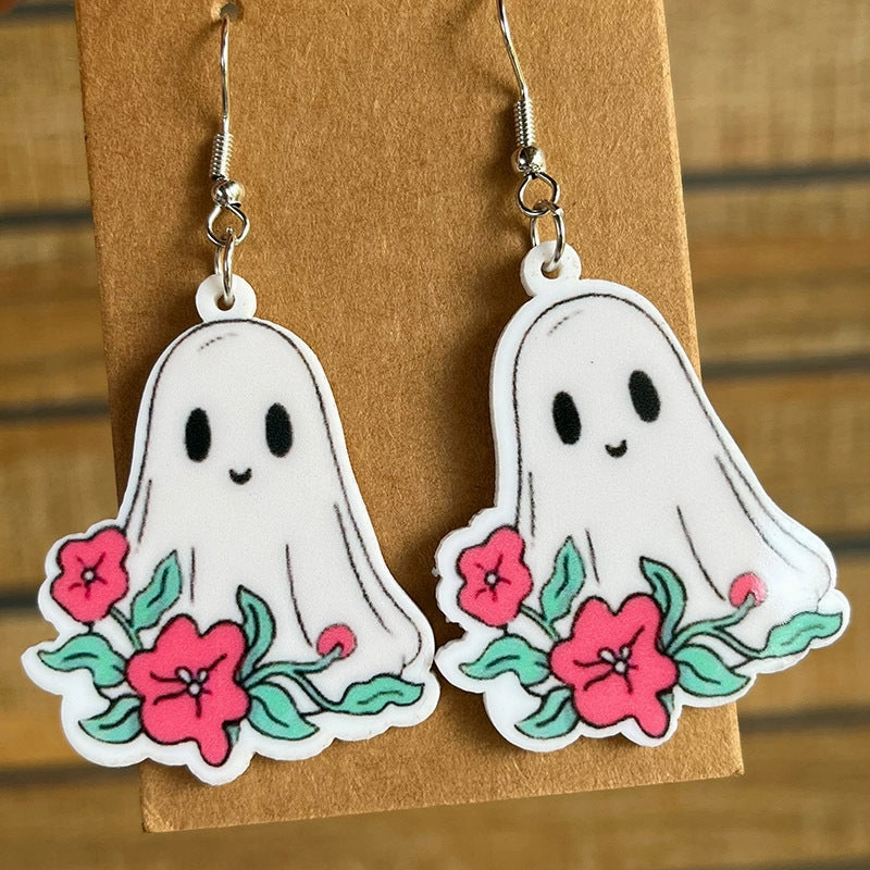 Wholesale 2pairs/pack Pumpkin Ghost Acrylic Earrings