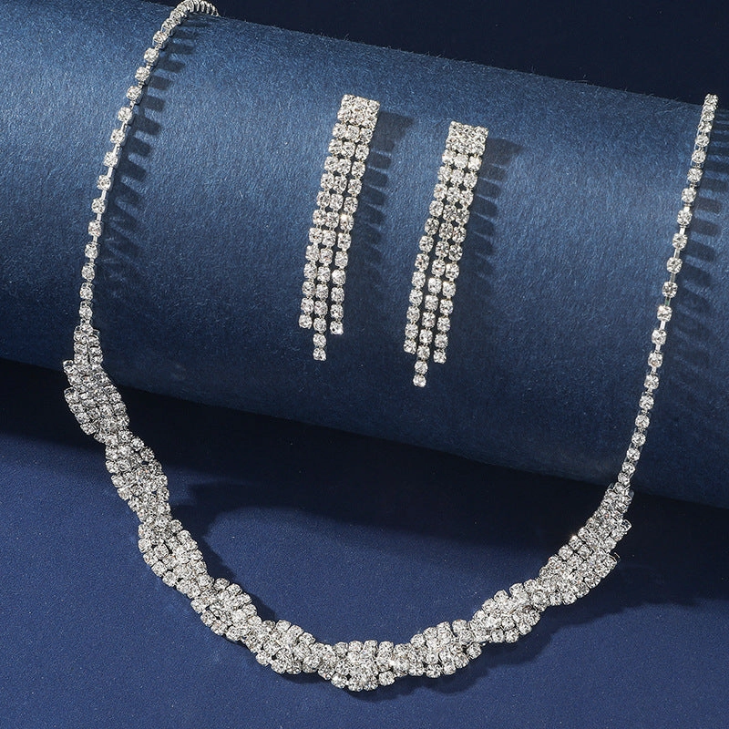 Wholesale 2pcs Annual Meeting Simple Dinner Bridal Wedding Dress Necklace Earrings