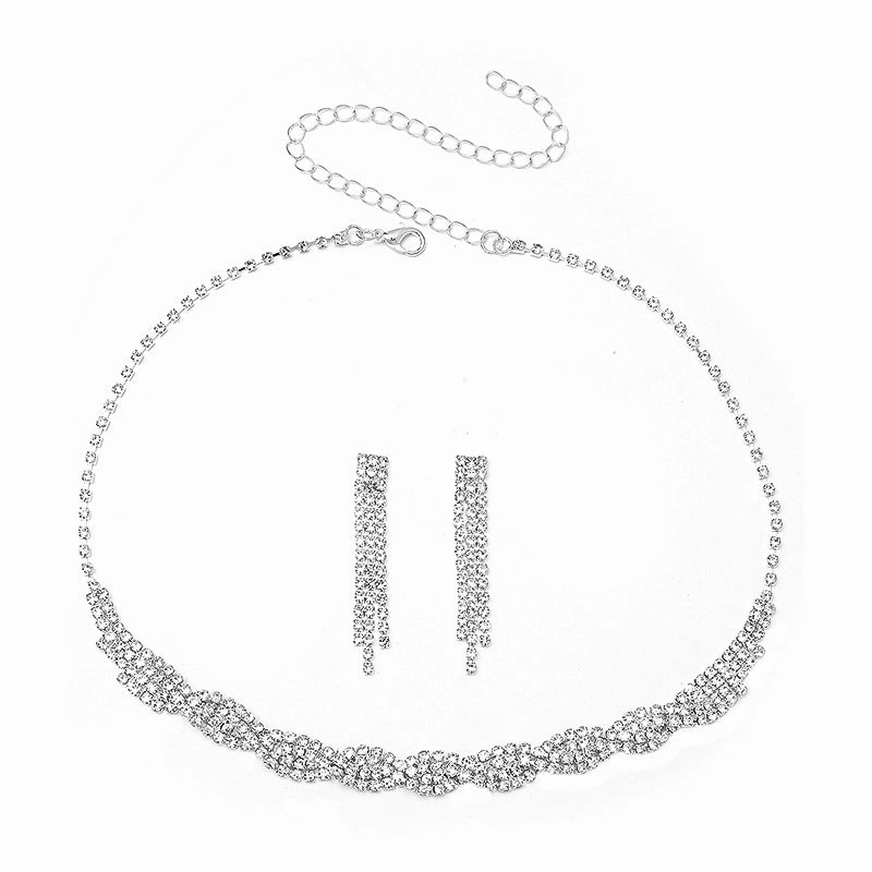Wholesale 2pcs Annual Meeting Simple Dinner Bridal Wedding Dress Necklace Earrings