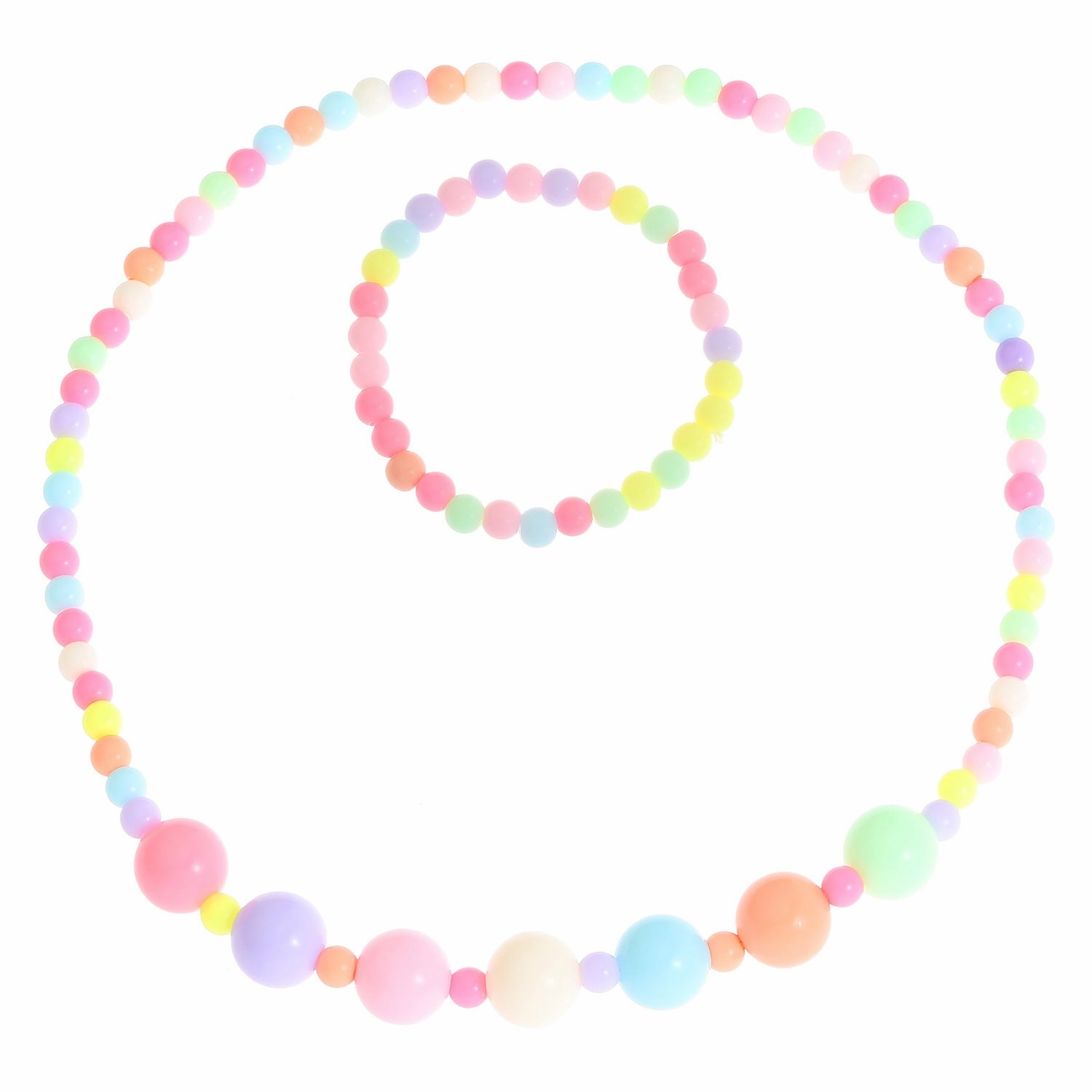 Wholesale 2pcs Cute Candy Color Love Flower Dopamine Necklace Bracelet