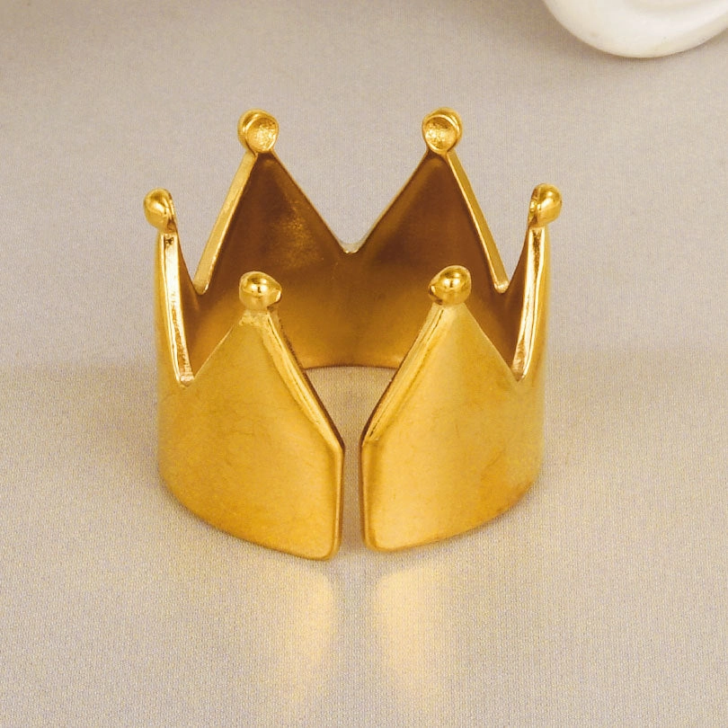 Wholesale 304 stainless steel crown ring simple personality temperament gold open smooth ring