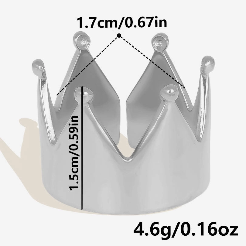 Wholesale 304 stainless steel crown ring simple personality temperament gold open smooth ring