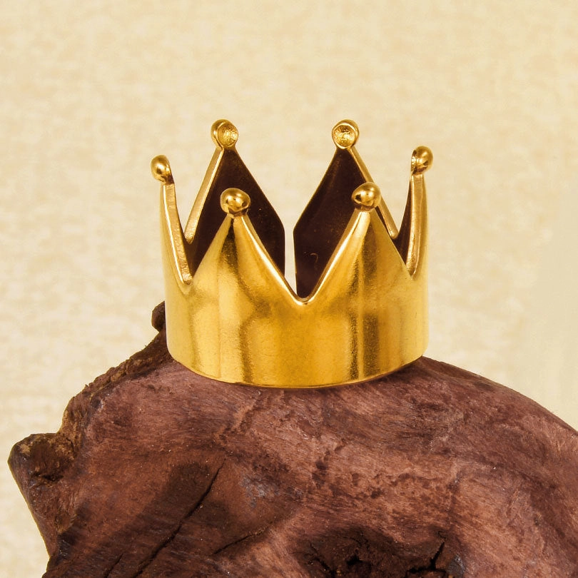 Wholesale 304 stainless steel crown ring simple personality temperament gold open smooth ring