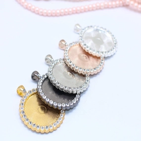 Wholesale 30mm Perfect Round Alloy Necklace Pendant Bottom Accessories