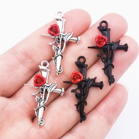 Wholesale 30PCS New Thorn Rose Cross DIY Zinc Alloy Pendant