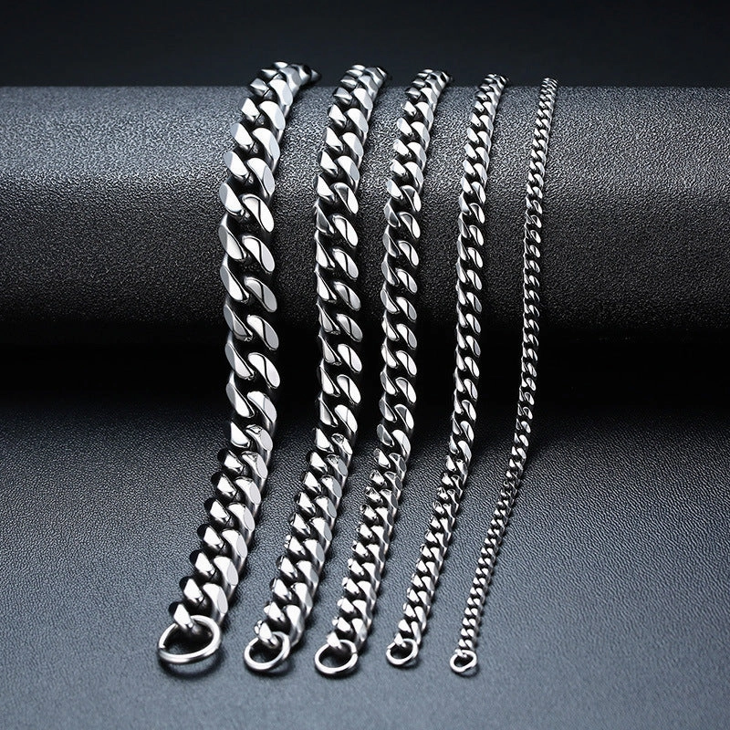Wholesale 3.6-11mm Stainless Steel Cuban Chain Men's Bracelet