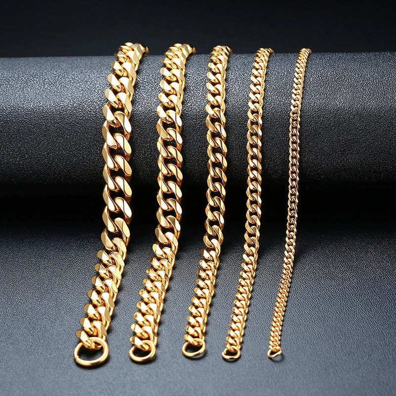 Wholesale 3.6-11mm Stainless Steel Cuban Chain Men's Bracelet