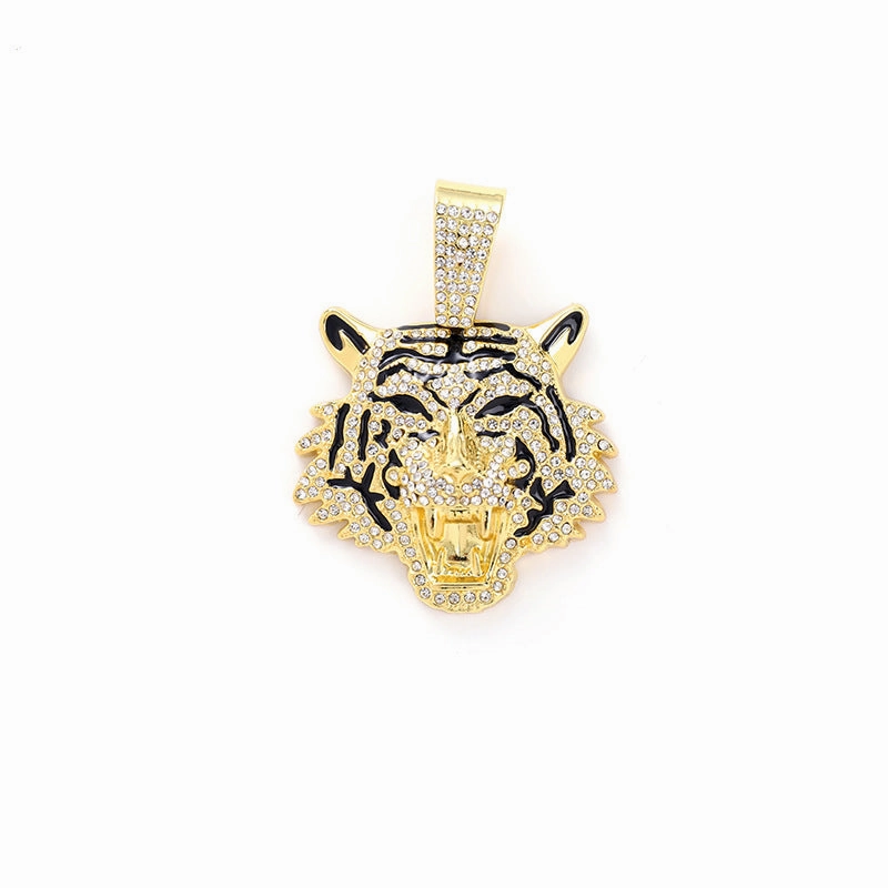 Wholesale 3D Diamond Tiger Pendant Hip-hop Men's Cuban Necklace